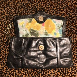 💘 HOBO. BLACK LEATHER PURSE Brass Chain Handle